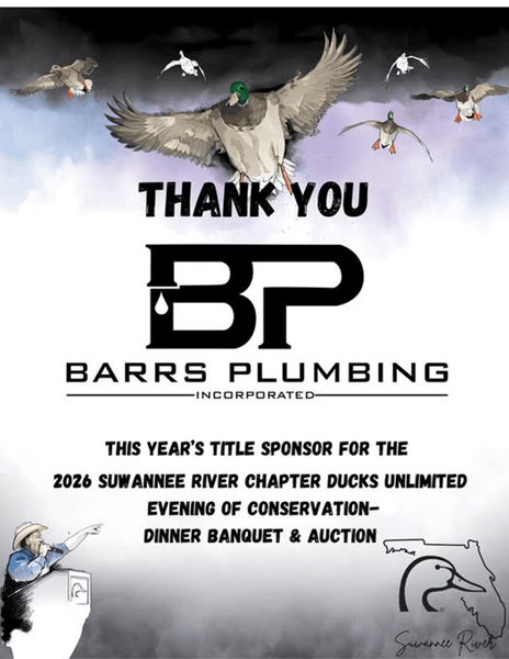 A thank you letter from Ducks Unlimited to Barrs Plumbing